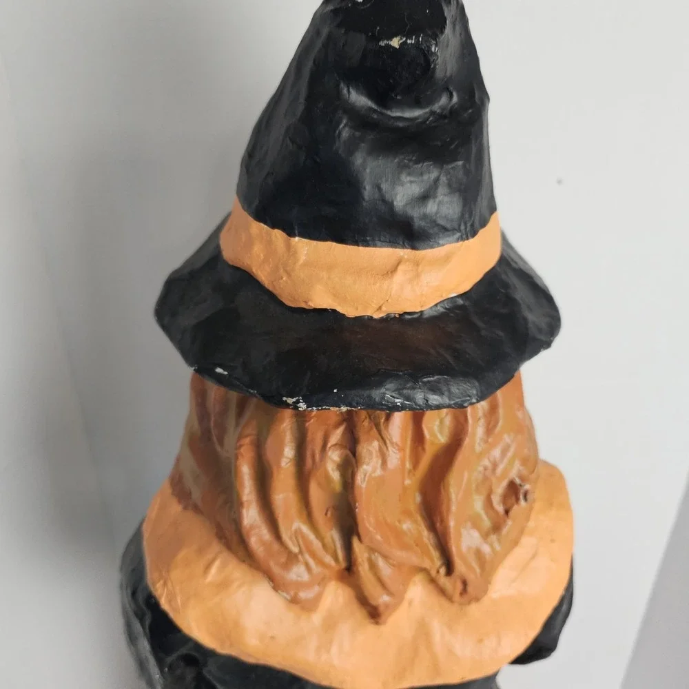 Vintage Halloween Paper Mache Scary Witch Trick Or Treater Greeter Y2K 90s 32